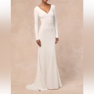 Lulu’s Feeling of Forever White Long Sleeve Mermaid Dress